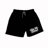 a black shorts with a white logo on it